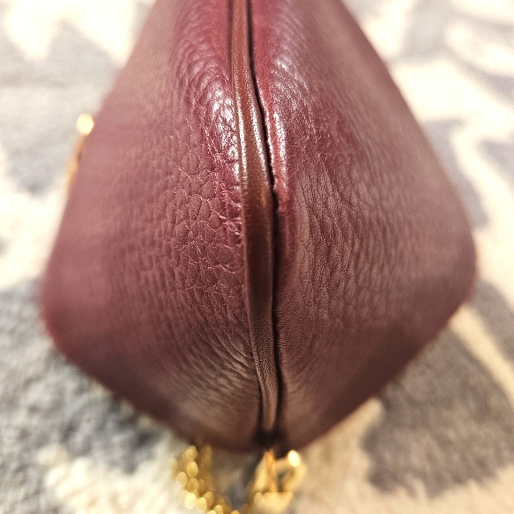 EUC Vintage Must de Cartier Bordeaux Leather Coin Purse Wristlet w/ Chain & Card - Picture 9 of 14